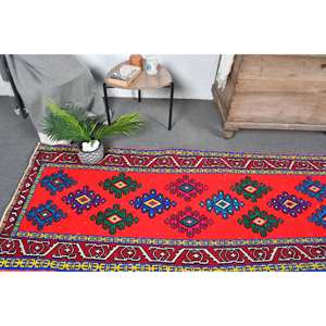 Vintage Large Area <b>Turkish</b> <b>Rug</b> Classic Rectangle Pattern Patchwork Design Red Green Woolen Fabric 280 X 1110 ft 10mm Latex - Product Image 2