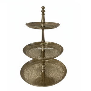 Support à gâteau à 2 étages en aluminium doré de luxe, certifié CE, plateau décoratif pour fleurs, pétales, bijoux, pour mariage, fête, décoration de la maison, dessert - Product Image 4