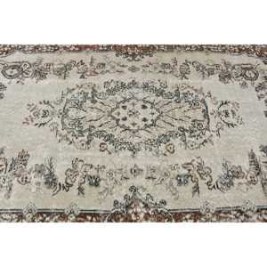 4.7x7.9 ft Rug, Turkish Vintage Rug, <b>Brown</b> Gray Animal Print <b>Wool</b> Rug - Product Image 4