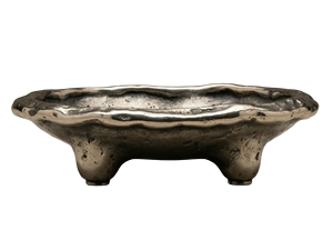 Hand Cast Brass Pebble Footed Soap <b>Dish</b> <b>Trinket</b> <b>Dish</b> One-Piece Casting Aged Nickel Smoked Silver Finish Organic Ramadan Wedding - Product Image 2