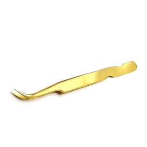 Pince à épiler d'extension de cils en acier inoxydable dorée personnalisée Outil de volume de pointe pointue pour une utilisation sous marque privée - Product Image 1