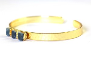<b>Blue</b> <b>Sapphire</b> Raw Bangle, 18k Gold Electroplated <b>Bracelet</b>, February Birthstone Cuff <b>Bracelet</b> - Product Image 3