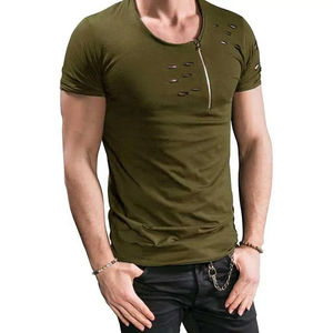 Camiseta de manga corta con cuello redondo versátil de verano para hombre, material de algodón 100% algodón o/poliéster para clima cálido - Product Image 3