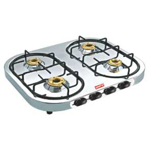 KIMATSU - Estufa de Gas de Mesa de 4 Quemadores con Encendido Manual, Superficie de Vidrio Cerámico Resistente al Calor, Acero Inoxidable, Certificación CE, Fácil de Usar - Product Image 1