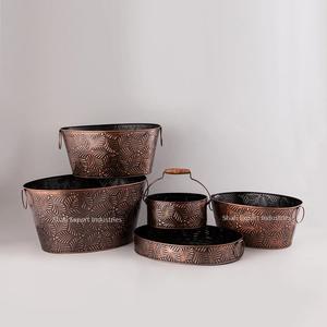 Nuevo diseño, 4 piezas, juego de cubos galvanizados de Metal, juego de artículos de bar para bañera de vino para fiestas, y Bar Club, juego de cubos martillados - Product Image 5