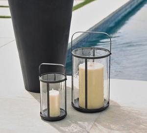 Farol de metal con recubrimiento en polvo, farol de vidrio con marco de hierro, farol resistente al óxido, farol de metal hecho a mano, farol contemporáneo - Product Image 5