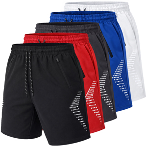 Pantalones Cortos Deportivos Casuales para Hombre, Cintura Elástica Media, Tejido 100% Poliéster, con Bolsillos con Cremallera (Tallas S a 2XL) - Product Image 1