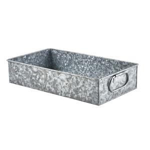 Bandeja de servicio de metal galvanizado de alta calidad con mangos de madera Forma rectangular para hoteles y restaurantes Bandeja de servicio de comida - Product Image 3