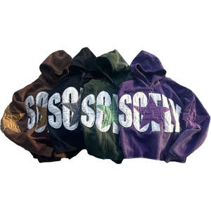 Conjunto de Invierno para Hombre Estilo Streetwear con Estampado Acid Washed, Bordado Desgastado, Transpirable y Ecológico, Sudadera con Capucha de Corte Largo - Product Image 6