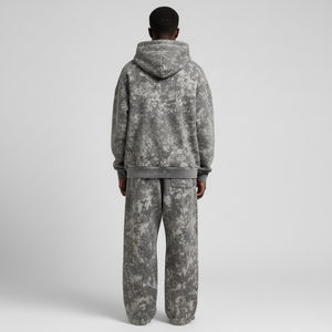 Ensemble 2 pièces homme streetwear confortable, comprenant un sweat à capuche oversize imprimé personnalisé de qualité supérieure et un pantalon large, effet délavé vintage - Product Image 4