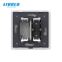 Prise audio standard européenne blanche avec touche de fonction vierge, conception modulaire pour panneau, taille du panneau unique 80mm*80mm, module 22.5mm*45mm