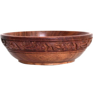 Bol de service moderne en bois naturel écologique de qualité supérieure, poli, avec un design unique de sculpture sur bois pour la décoration de la cuisine à la maison - Product Image 4