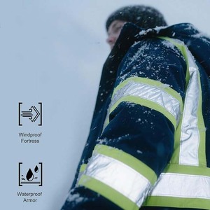 Winter Waterproof ANSI Class 1 LED Flash <b>Worker</b> Security Clothing Coat Men Hi Vis Custom Construction Workwear Reflective Safety - Product Image 5