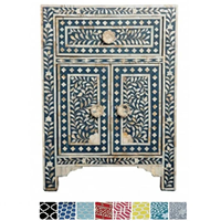 Tabouret de table de chevet en incrustation de nacre fabriqué à la main pour décor de chambre Tabouret de console en incrustation d'os de luxe avec un design complexe