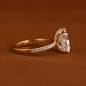 Luxueux 14KT or massif Halo sertissage bague diamant bague de fiançailles Style classique cadeau laboratoire créé cadeau d'anniversaire pour elle - Product Image 5