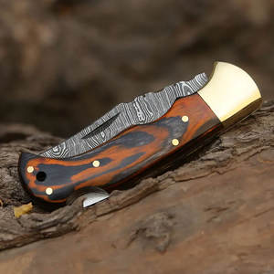 Producto más vendido, cuchillos de caza de plegables de acero de alta calidad Damasco, cuchillo plegable de acero de Damasco con mango de madera de tamaño personalizado - Product Image 4