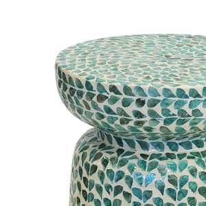 Hermosa mesita de noche con incrustaciones de hueso redondo hecho a mano | Diseño de Taburete redondo con incrustaciones de hueso superventas - Product Image 4