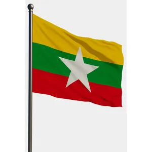 Drapeau personnalisé numérique imprimé en soie et aluminium pour l'extérieur du Myanmar, idéal pour affichage automobile ou utilisation en agence de voyage, style fanion, drapeau à main ou pour voiture - Product Image 1