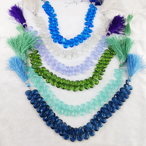 Peridot สร้อยเพชรพลอยควอตซ์10X7มม.,ลูกปัดพลอยตัดเพชรพลอยทรงหลวมลูกปัดหินบำบัดทรงหลวมรูปทรงลูกแพร์ - Product Image 3