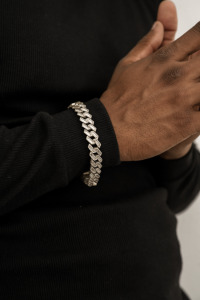 <b>Mens</b> 925 silver moissanite cuban link bracelet diamond look elegant engagement style fine jewellery gift luxe product - Product Image 2