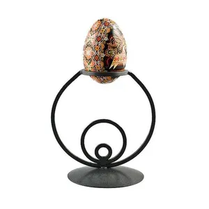 Soporte para huevos de Metal de hierro forjado con círculos, pantalla de Color negro mate muerto con formas geométricas y líneas limpias, artículo de tendencia superior