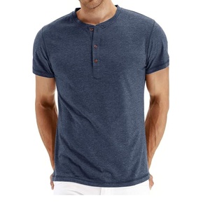 Camiseta de manga corta con botones GSM de algodón de bambú y cuello redondo de tamaño personalizado para hombre Camiseta Henley deportiva para correr - Product Image 4