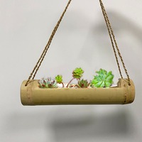 Pots tubulaires en bambou naturel suspendus bon marché plantes succulentes bonsaï décor de jardin Pots de fleurs et jardinières suspendues