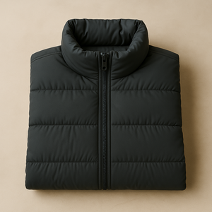 Veste matelassée d'hiver pour hommes, veste matelassée en nylon style bulle, col à capuche, fermeture à glissière, taille du tissu denim High Street, vente en gros - Product Image 1