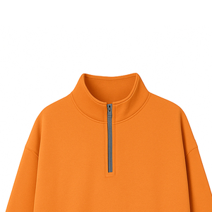 Sudadera de Lujo 100% Algodón Tejido con Felpa, Bolsillos Tipo Canguro, Media Cremallera, Cuello Alto, Transpirable, para Mujer, Invierno - Product Image 3