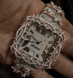 Meilleure qualité Glacé Deux Tons VVS Moissanite Diamant Montre Unique Épines Style Luxe Hip Hop Fêtes Inoxydable Affaires Cuir - Product Image 3