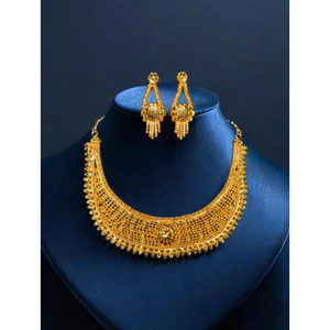 Newly Arrival Necklace Earrings <b>Set</b> with 22K Gold Plated Unique Designed <b>Women</b> Wear Necklace Earrings <b>Set</b> <b>Jewelry</b> - Product Image 1