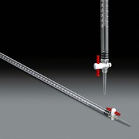 Bureta de Plástico Transparente de 25 ml con Válvula de PTFE Recta para Uso en Laboratorios Médicos y Científicos, con Graduación Impresa, Modelo CISCO-350, en Caja