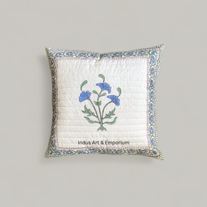 ปลอกหมอนอิงสี่เหลี่ยมขนาด40x40ซม. ทำจากผ้าฝ้ายพิมพ์ลายบล็อกมืออินเดียอันสวยงาม - Product Image 5