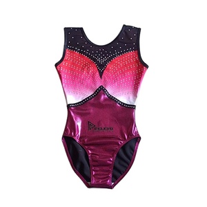 Justaucorps de gymnastique et de ballet personnalisé pour femme, avec strass, extensible, manches longues, respirant, tenue d'entraînement - Product Image 2
