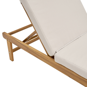 Chaise longue moderne en bois massif pour l'extérieur avec dossier réglable et ottoman rembourré pour la piscine, le jardin, les hôtels et les villas - Product Image 6
