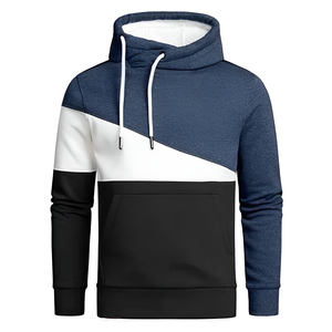 Sweat-shirt à capuche zippé uni pour homme, coupe classique, tricoté, décontracté, pull d'hiver avec poche et cordon de serrage à la capuche, 100 % coton - Product Image 1