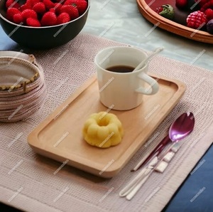 Bandeja de servicio de bambú de madera rústica versátil con laca funcional Ana bandeja organizadora de bebidas de alimentos para el hogar para uso en la cocina - Product Image 5