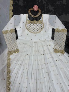 Bollywood célébrité Style blanc Anarkali robe élégante tenue de réception de mariage indien lourd brodé traditionnel vêtements ethniques - Product Image 3