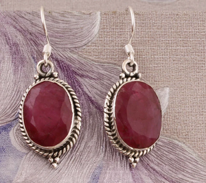 Boucles d'oreilles en argent Sterling 925 avec pierres précieuses rubis de qualité supérieure, pour mariage, en argent Antique, cadeau d'anniversaire - Product Image 2