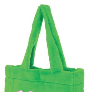 AKA borsa Tote in pelliccia di confraternita verde con lettere ricamate rosa 1908 morbido materiale peluche accessorio collegiale regalo di confraternita - Product Image 5