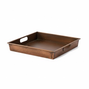 Plateaux de service rectangulaires durables en fer galvanisé avec poignées, revêtement blanc pour la maison et les restaurants - Product Image 4