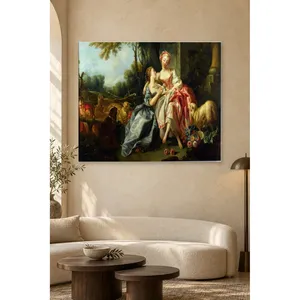 Fida Boucher Dos niñas jóvenes entre las ovejas, impresión en lienzo - Product Image 3