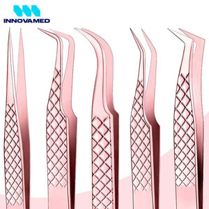 Lot de 5 pinces à cils en acier inoxydable, meilleur fournisseur, service OEM, utilisation pour les soins personnels, pointe droite et incurvée - Product Image 6