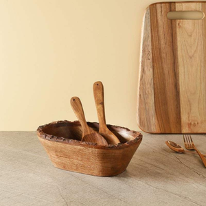 Tazón Grande de Madera de Mango para Servir con Borde Floral, Versátil, de Madera Natural, Perfecto para Servir Frutas o Aperitivos, Nueva Oferta - Product Image 3