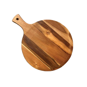 Tabla de cortar de forma redonda de madera natural con asa para cortar verduras en la cocina-Precios razonables - Product Image 3