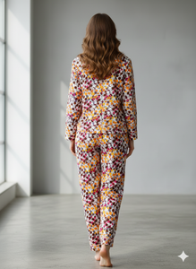 Conjunto de Pijama Elegante y Romántico para Mujer, 100% Algodón Estampado, Multicolor, Nuevo Estampado, Traje de Baño para Verano e Invierno - Product Image 2