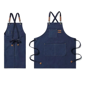 Factory Direct Supply Adjustable Neck <b>Tie</b> Black Cotton Canvas Aprons with 3 Pockets for Women Men - Product Image 4