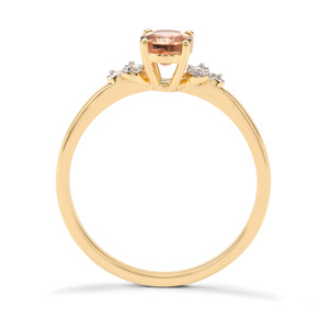 Anillo Ovalado de Turmalina Padparadscha de 0.81ct con Acento de Circonita Blanca, Oro de 9K, Joyería Fina y Delicada - Product Image 3