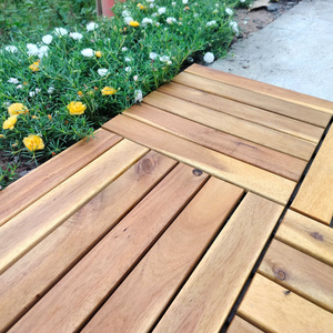 Planches de terrasse en bois d'acacia carrées à emboîtement imperméables DUAL LOCK 300x300mm Modernes Garantie de 2 ans Piscine Balcon Jardin Terrasse Patio - Product Image 3