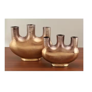 Vase en métal de forme moderne à double finition en aluminium Top-Trending Home Decor pour chambre à coucher salon pour mariage par Decor Impex - Product Image 1